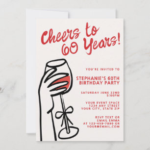 Invitación Felicitaciones simples dibujadas a mano por 60 año