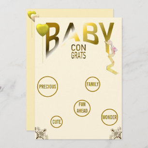 Invitación Felicitaciones y sentimientos por el bebé dorado, 