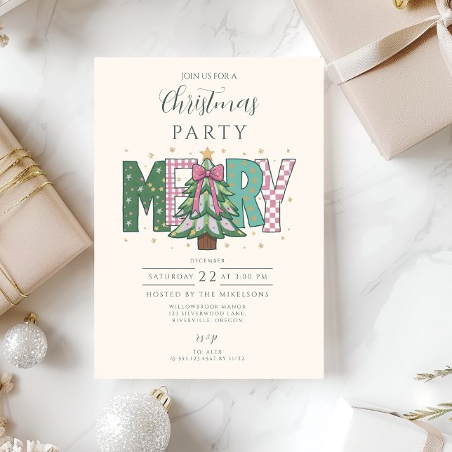 Invitación Feliciz Navidad en Patchwork de Pastel (Subido por el creador)