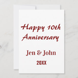 Invitación Feliz 10º aniversario de bodas nombre simple malva