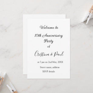 Invitación Feliz 10º aniversario nombre de boda minimalista s