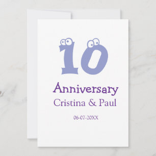 Invitación Feliz 10º aniversario nombre de boda simple minima
