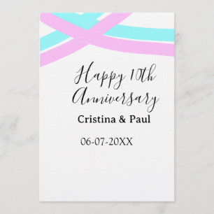 Invitación Feliz 10º aniversario nombre de boda simple minima