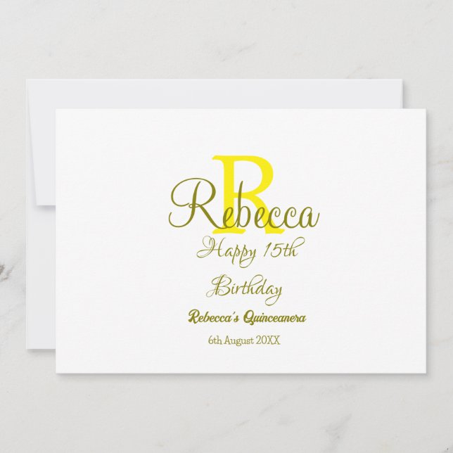 Invitación Feliz 15º cumpleaños Moder de adición de nombre am (Anverso)