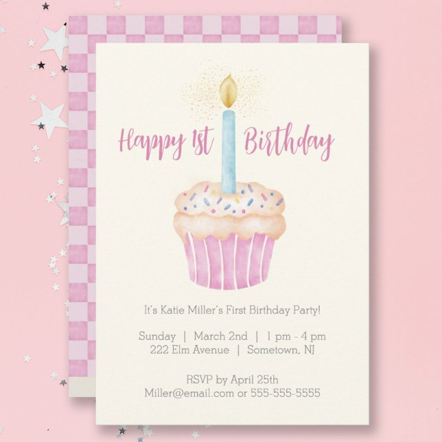 Invitación Feliz 1° cumpleaños de fiesta de pastelitos (Subido por el creador)