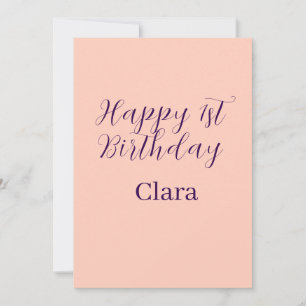 Invitación Feliz 1er cumpleaños nombre boho retro naranja púr