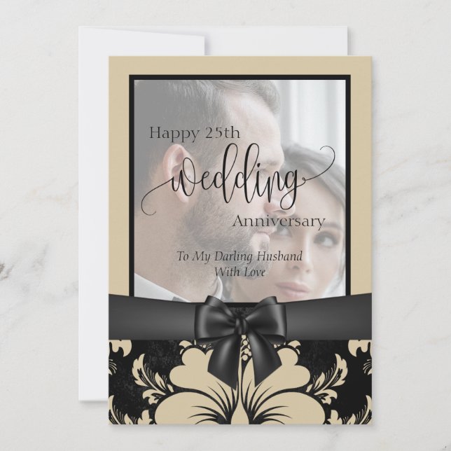 Invitación Feliz 25º aniversario del boda foto tradicional i (Anverso)