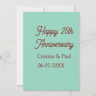 Invitación Feliz 25 aniversario boho retró pastel verde malva