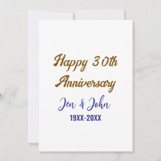 Invitación Feliz 30° aniversario de boda de oro azul real