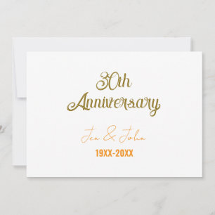 Invitación Feliz 30 aniversario de bodas naranja dorada vinta