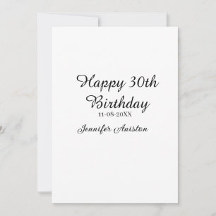 Invitación Feliz 30 cumpleaños agregar fecha elegante simple