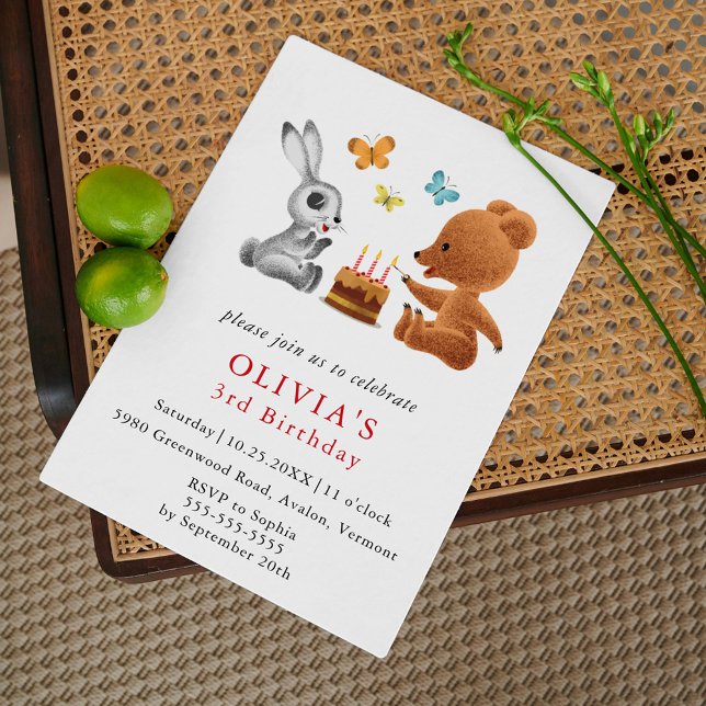 Invitación Feliz 3er Cumpleaños Pastel de Oso de Peluche Cone (Subido por el creador)