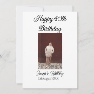 Invitación Feliz 40 cumpleaños foto simple moderno mínimo