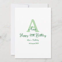 Feliz 40 cumpleaños verde añadir nombre monograma