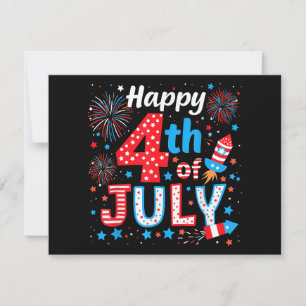 Invitación Feliz 4 De Julio Bandera Patriótica Estadounidense