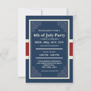 Invitación Feliz 4 de julio, Día de la Independencia