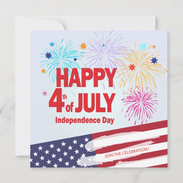 Invitación Feliz 4 de julio, la independencia se personaliza (Anverso)