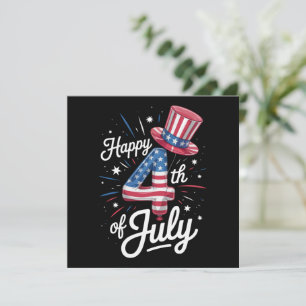 Invitación Feliz 4 de julio Patriótica Bandera Americana EE. 