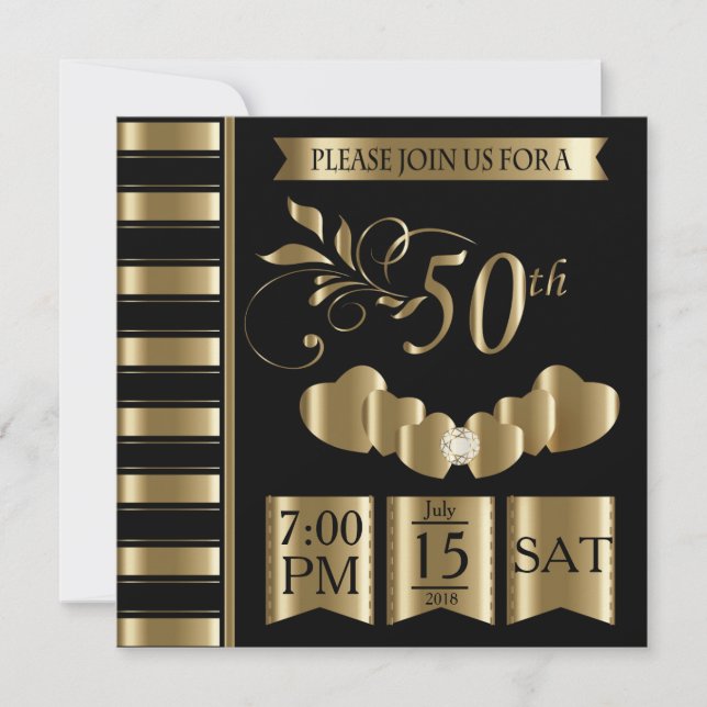 Invitación Feliz 50º Aniversario de Bodas de Oro (Anverso)