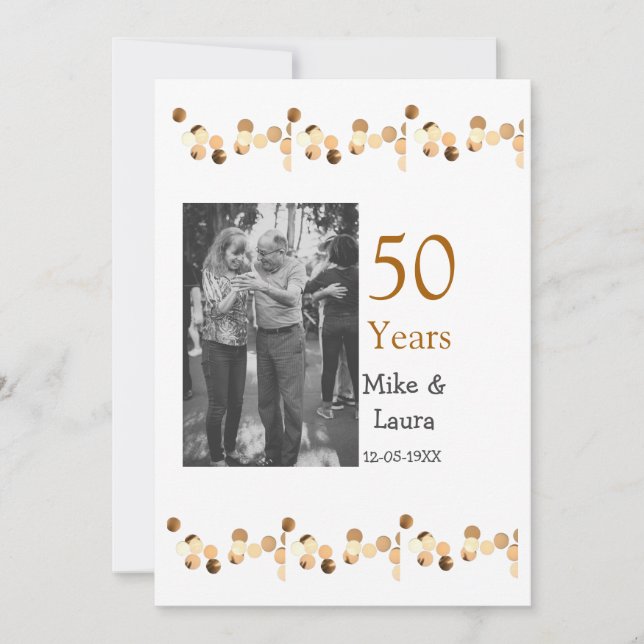 Invitación Feliz 50 aniversario agregar nombre de la pareja f (Anverso)