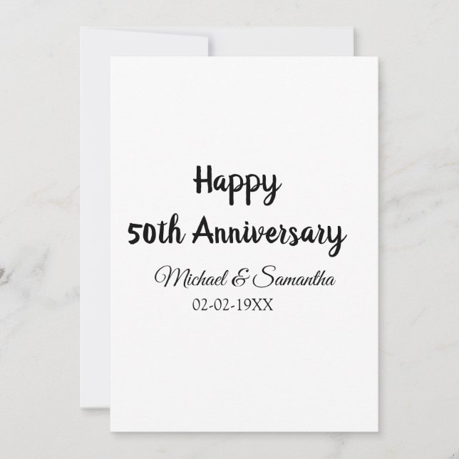 Invitación Feliz 50 aniversario agregar nombre de la pareja f (Anverso)