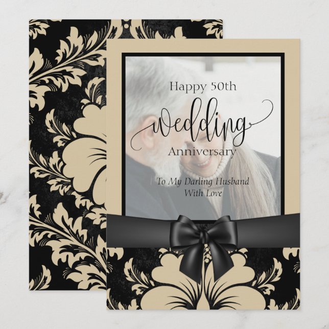 Invitación Feliz 50° aniversario de boda foto tradicional (Anverso / Reverso)