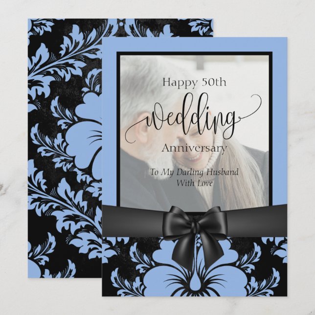Invitación Feliz 50° aniversario de boda foto tradicional (Anverso / Reverso)