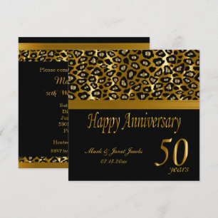 Invitación Feliz 50 Aniversario de Oro   Estampado Leopardo