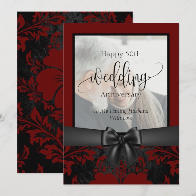 Invitación Feliz 50 aniversario del boda foto tradicional i (Anverso / Reverso)