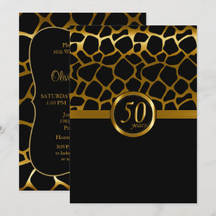 Invitación Feliz 50° aniversario   Patrón de jirafa