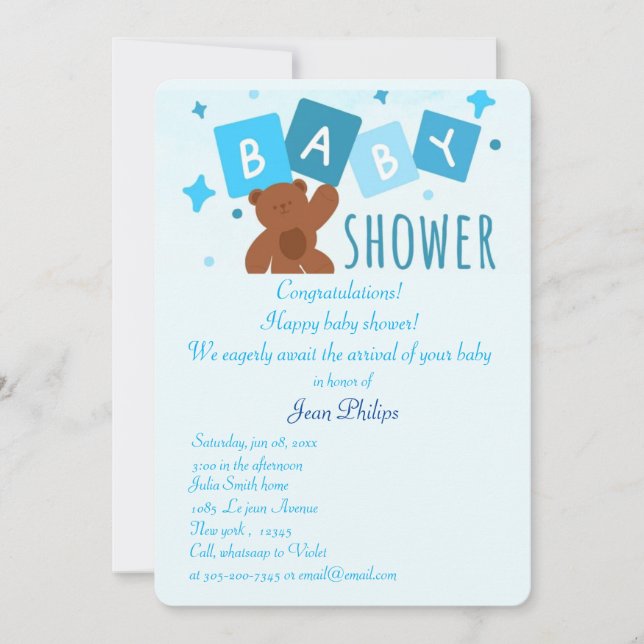 invitación feliz a la ducha de bebé (Anverso)