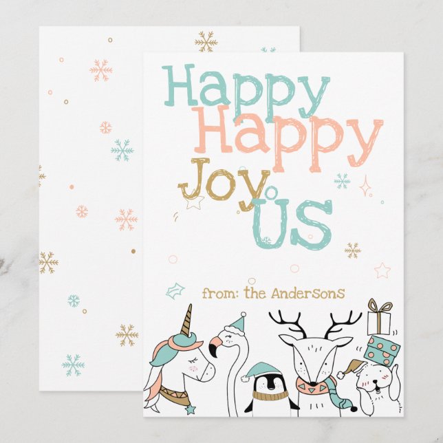 Invitación Feliz alegría a los Personalizados Critters Navida (Anverso / Reverso)