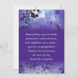 Invitación Feliz aniversario Boda a la pareja