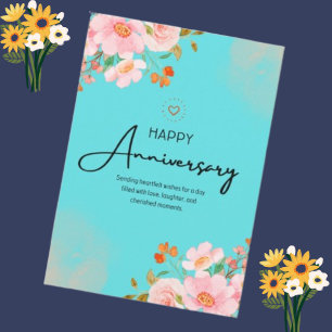 Invitación Feliz aniversario enviando deseos sinceros