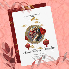 Invitación Feliz año del nuevo dragón chino