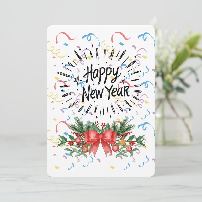 Invitación Feliz año nuevo (Anverso de pie)