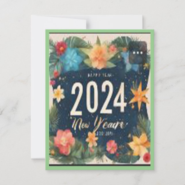 Invitación Feliz Año Nuevo 2024. Mosaico de celebración de la (Anverso)