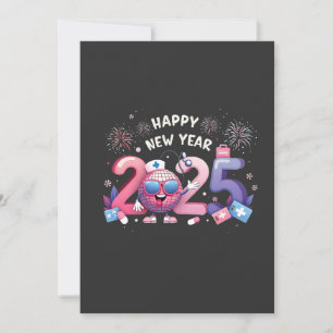 Invitación Feliz Año Nuevo 2025 Bola de Disco de Enfermería A