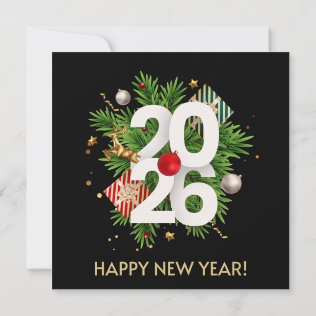 Invitación Feliz Año Nuevo 2026 (Reverso)