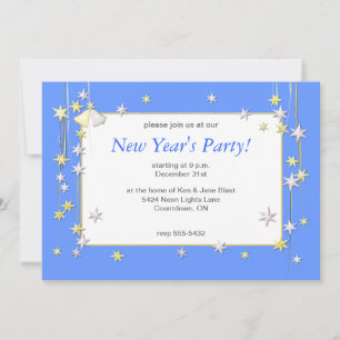 Invitación Feliz Año Nuevo Azul