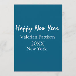 Invitación Feliz año nuevo azul nombre lugar año boho simple 