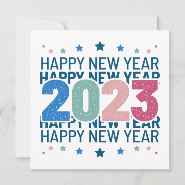 Invitación Feliz Año Nuevo Colorido 2023 (Anverso)