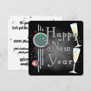 Invitación ¡FELIZ AÑO NUEVO! Cuenta regresiva con champán