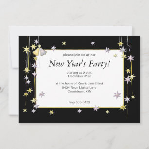 Invitación Feliz Año Nuevo Estrellas Negras