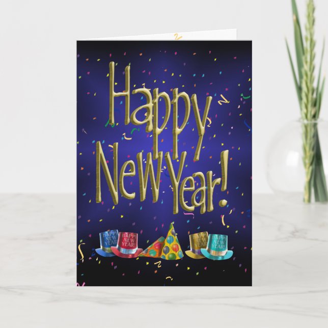 Invitación ¡FELIZ AÑO NUEVO! Fiesta de Confeti (Anverso)
