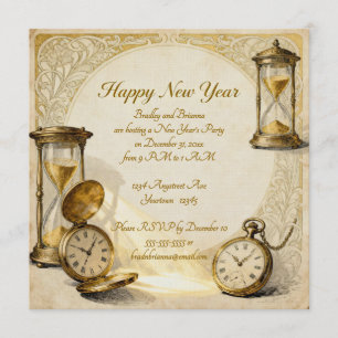 Invitación Feliz Año Nuevo Fiesta de Nochevieja