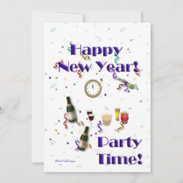 Invitación Feliz Año Nuevo- ¡Hora de Fiesta!- Celebración fes