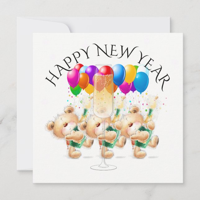 Invitación Feliz Año Nuevo/Invitación a la Celebración (Anverso)