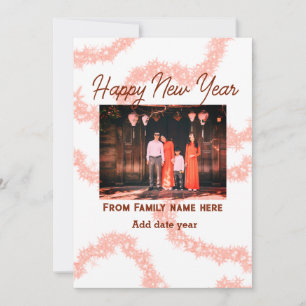 Invitación Feliz año nuevo marrón agregar foto nombre de fami