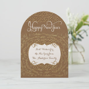 Invitación Feliz Año Nuevo Rústico Floral Garland